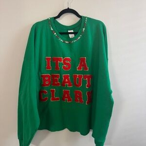 Hanes Green Crewneck Sweater with Red Lettering